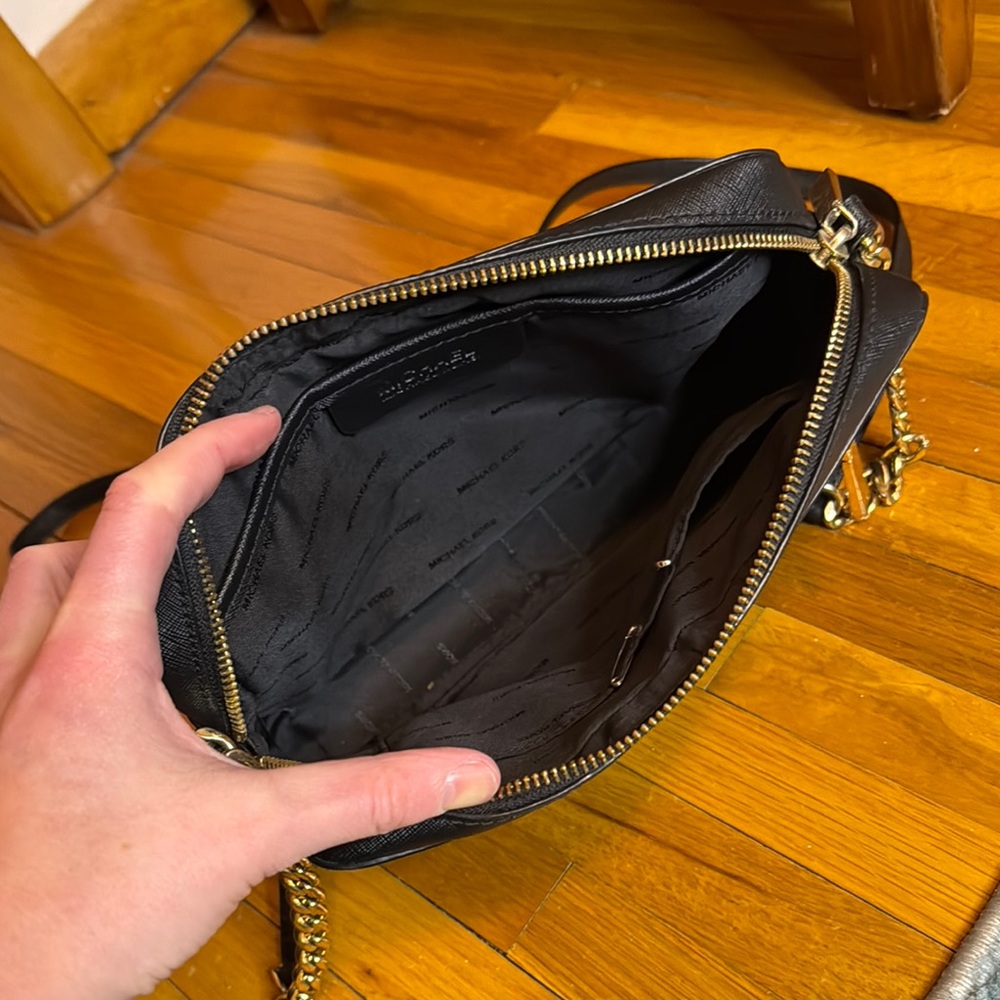 Michael Kors Black and Gold Crossbody Bag with Leather Finish - Picture 2 of 2